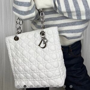 Christian Dior Lambskin Quilted Cannage Shopper tote